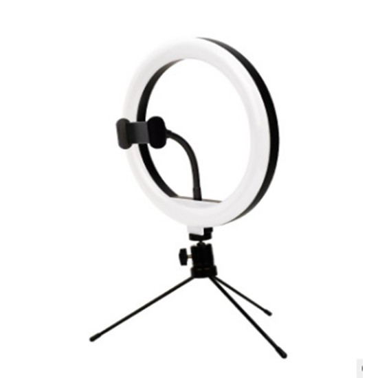 RING LIGHT LS-260 10.0" CON SOPORTE PARA TRÍPODE MINI Y SOPORTE PARA TELÉFONO AJUSTE DE LUZ DE 3 COLORES NEGRO